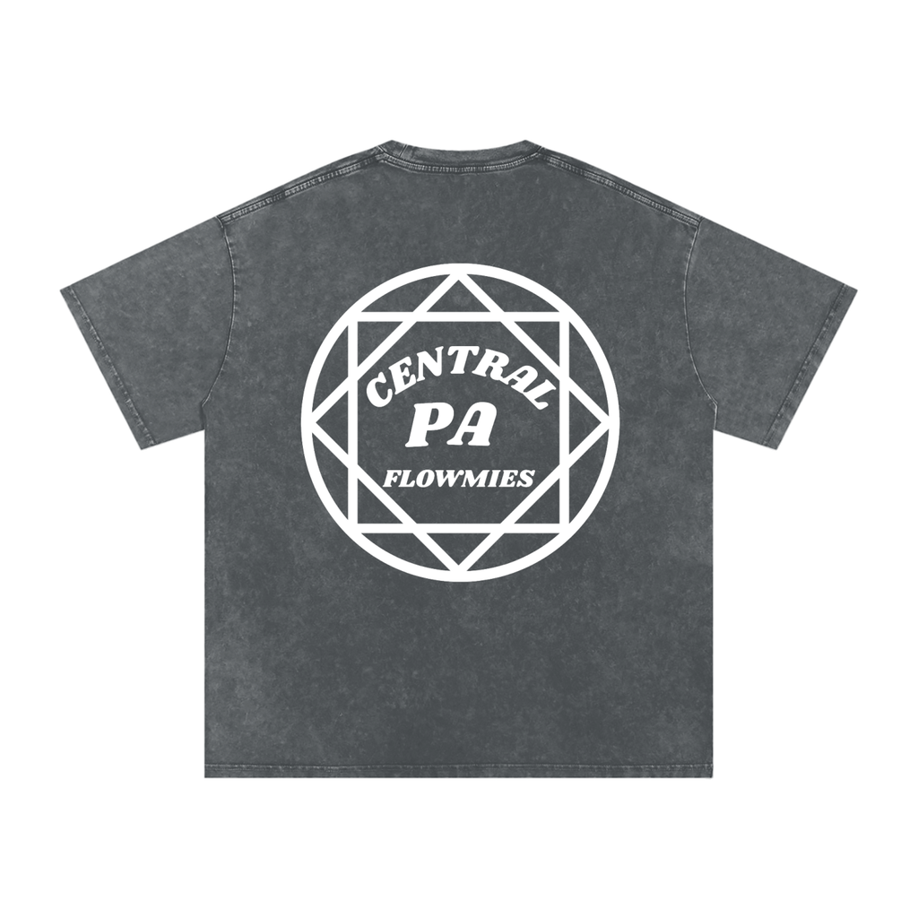 Snow Washed Oversized Cotton T-Shirt CPA WHITE LOGO