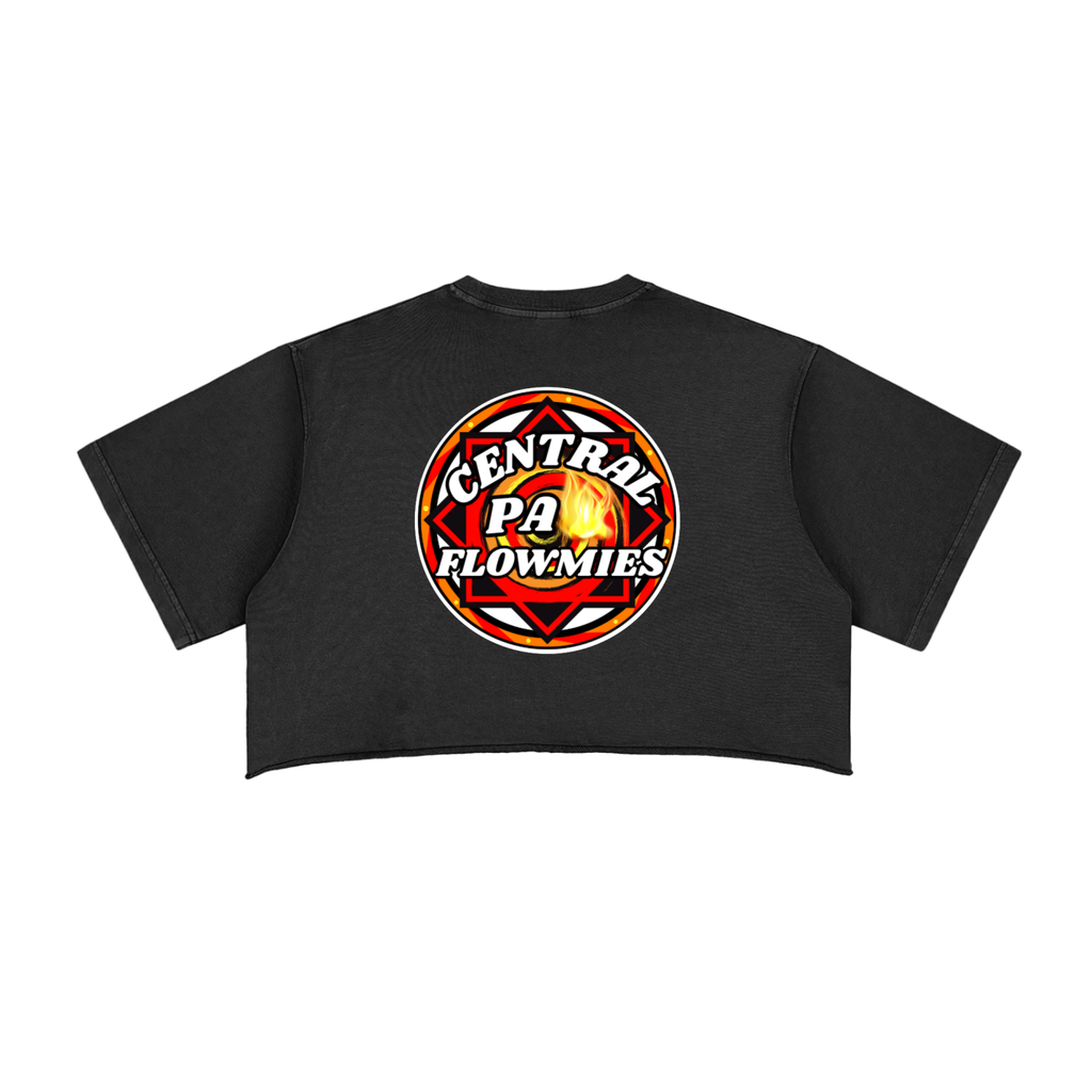 Snow Washed Raw Edge Crop Top CPA LOGO