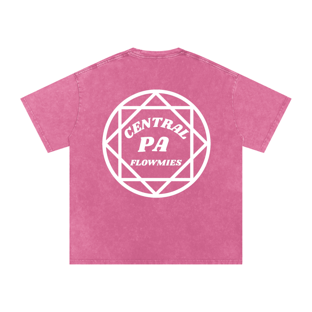 Snow Washed Oversized Cotton T-Shirt CPA WHITE LOGO