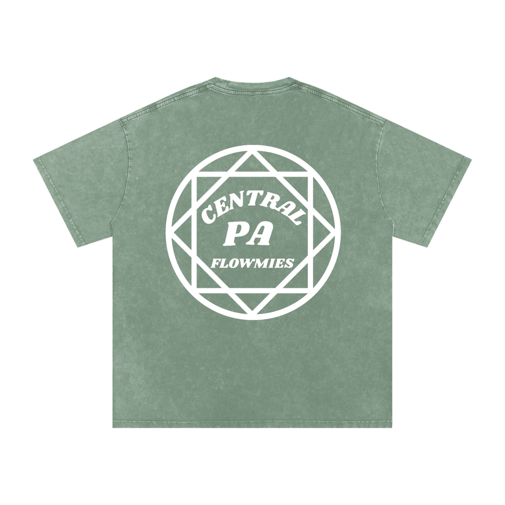 Snow Washed Oversized Cotton T-Shirt CPA WHITE LOGO