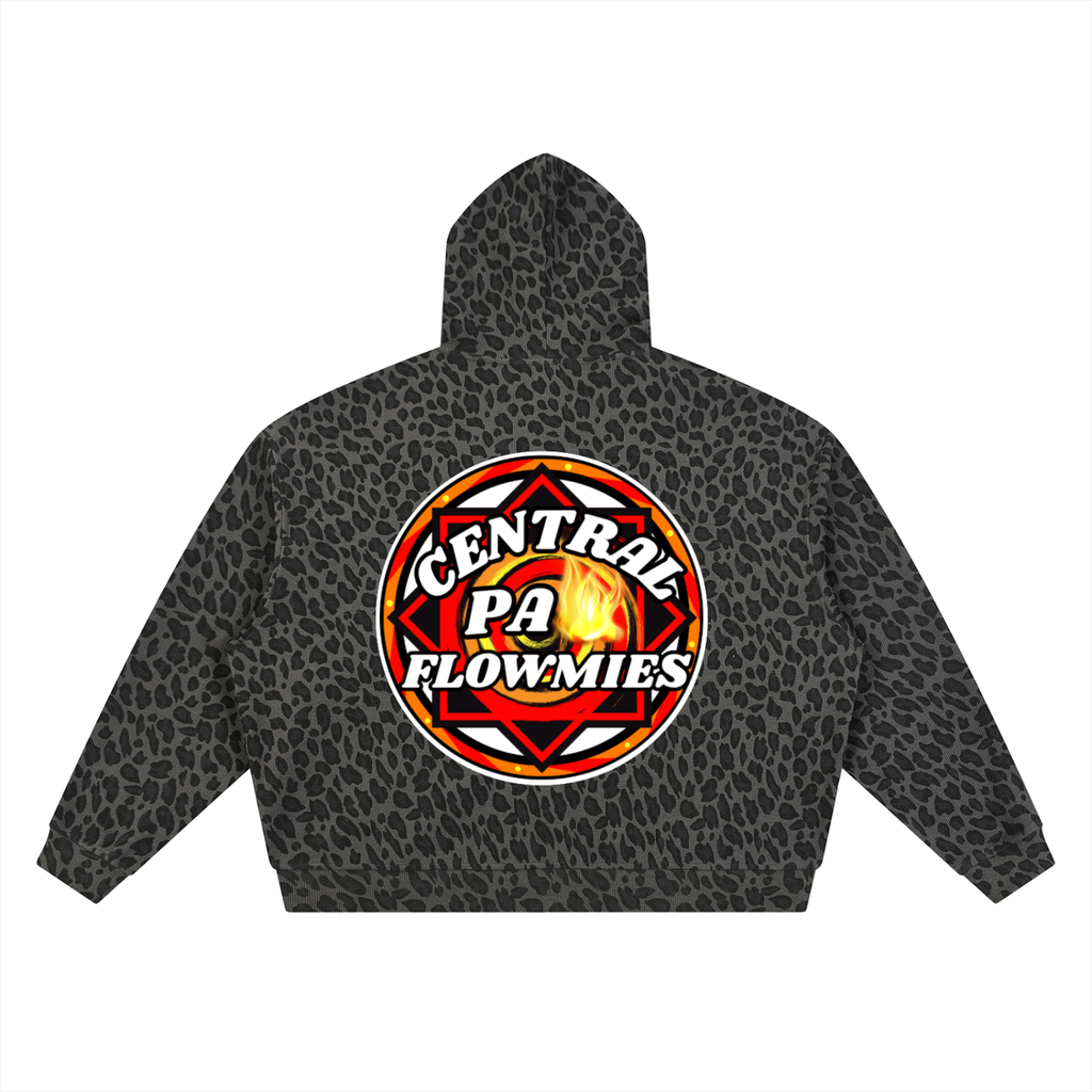 Unisex Leopard Print Waffle Full Zip Hoodie CPA LOGO