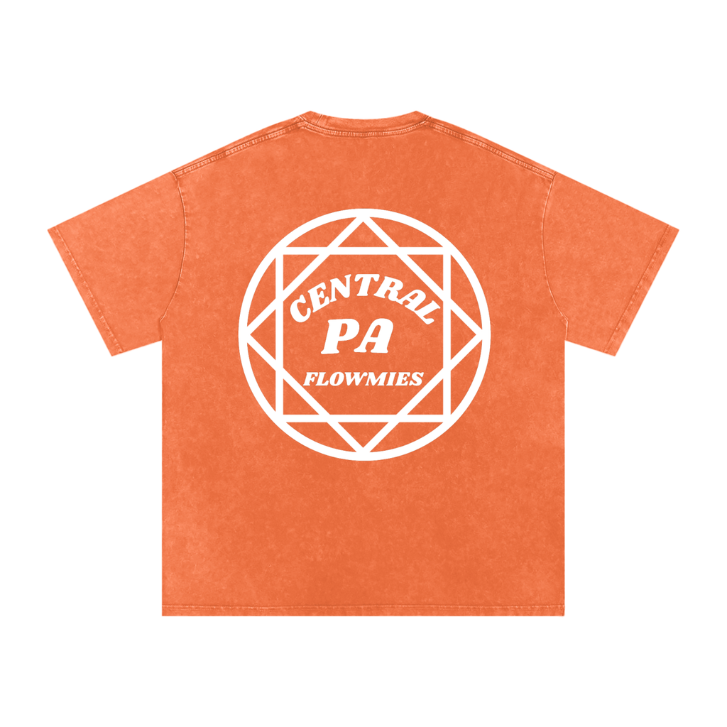 Snow Washed Oversized Cotton T-Shirt CPA WHITE LOGO